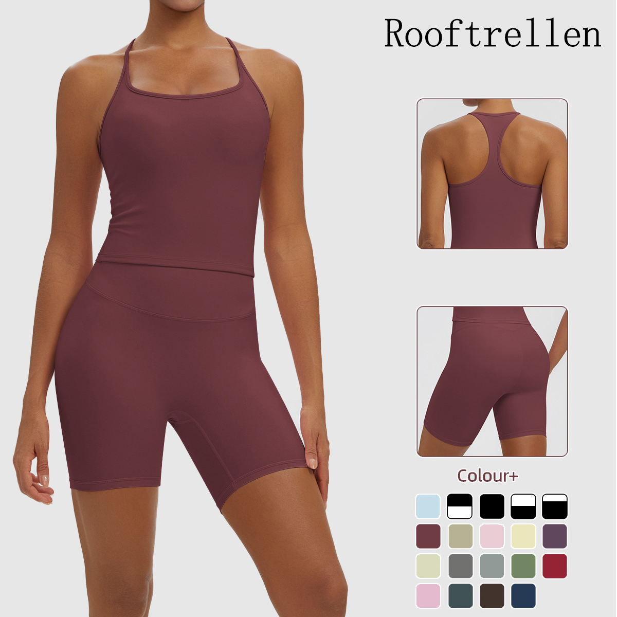 Pilates Yoga Set - Rooftrellen 2PCS Sexy Solid Color Yoga